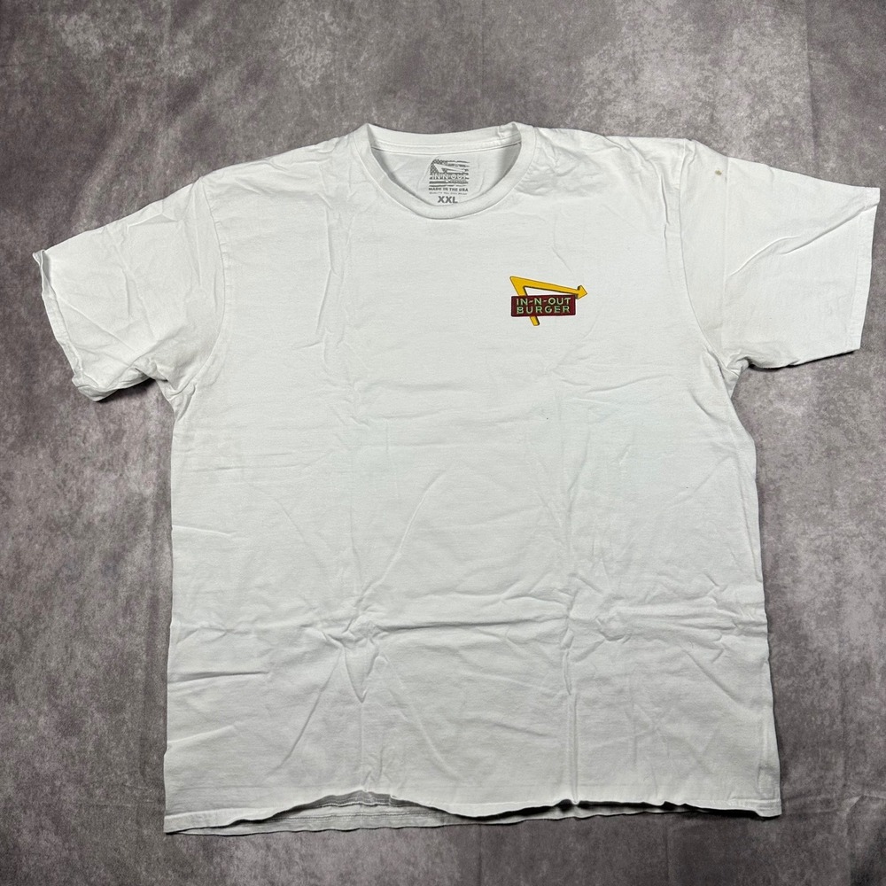 In-N-Out Burger Men White Graphic T-Shirt XXL Short Sleeve USA Made Fast Food